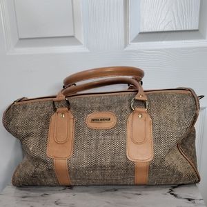 Vintage Fifth Avenue brown tweed overnight weekend  carry-on bag luggage